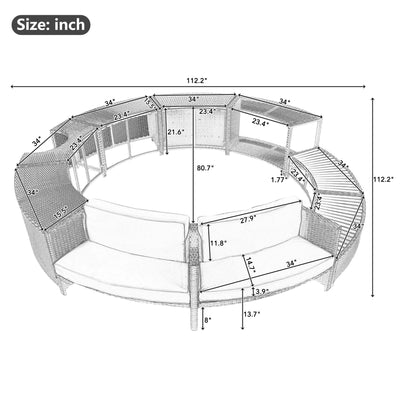 Spa Surround Spa Frame Patio Rattan Sofa Set With Storage Spaces, Mini Sofa And Comfortable Cushion For Patio, Backyard