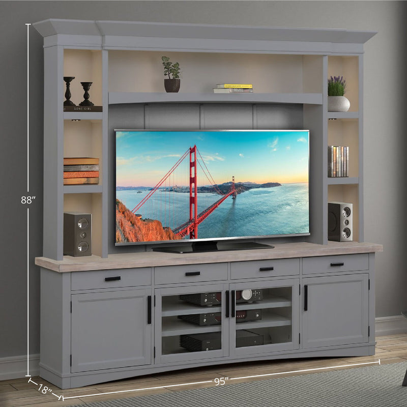 Americana Modern - TV Console with Hutch, Backpanel and LED Lights