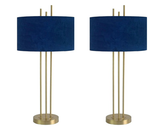 "Velvet Radiance" Metal Table Lamp (Set of 2) - Plated Gold Fiish
