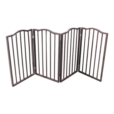 Pet Gate Dog Gate For Doorways, Stairs Or House Freestanding Folding - Dark Brown