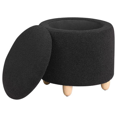 Valia - Faux Sheepskin Upholstered Round Storage Ottoman