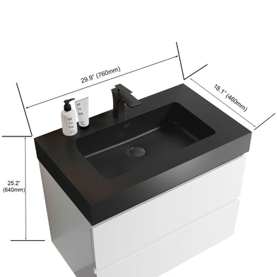 Alice - Bathroom Vanity With Large Storage, Sink Wall Mounted Floating Bathroom Vanity For Modern Bathroom, One-Piece Sink Basin Without Drain And Faucet