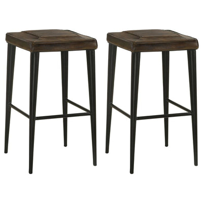 Alvaro - Leather Upholstered Backless Bar Stool (Set of 2)