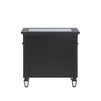 Varian II - Nightstand - Black Velvet & Black & Sliver Finish - Grand Furniture GA