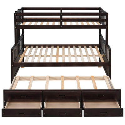 Twin Over Full Bunk Bed With Twin Size Trundle, Separable Bunk Bed With Drawers For Bedroom