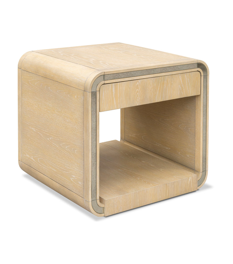 Damone - End Table - Cerused White Oak