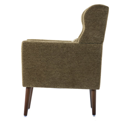 Modern Accent Chair, Chenille Arm Chairs For Living Room, Upholstered Mordern Armchair, Comfy Soft Padded Lounge Chair In Small Space, Bedroom, With Pillow, Solid Wood Leg