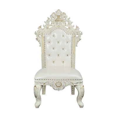 Adara - Side Chair (Set of 2) - White PU & Antique White Finish - Grand Furniture GA