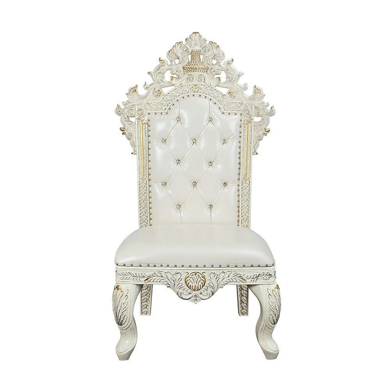 Adara - Side Chair (Set of 2) - White PU & Antique White Finish - Grand Furniture GA