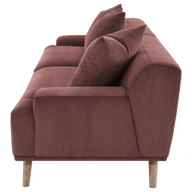 Elizabeth - Corduroy Upholstered Extra Long Sofa - Wine Red