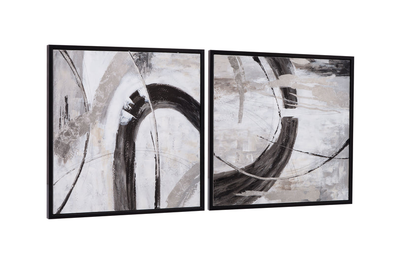 Impromptu - Framed Canvas (Set of 2) - Gray / Black