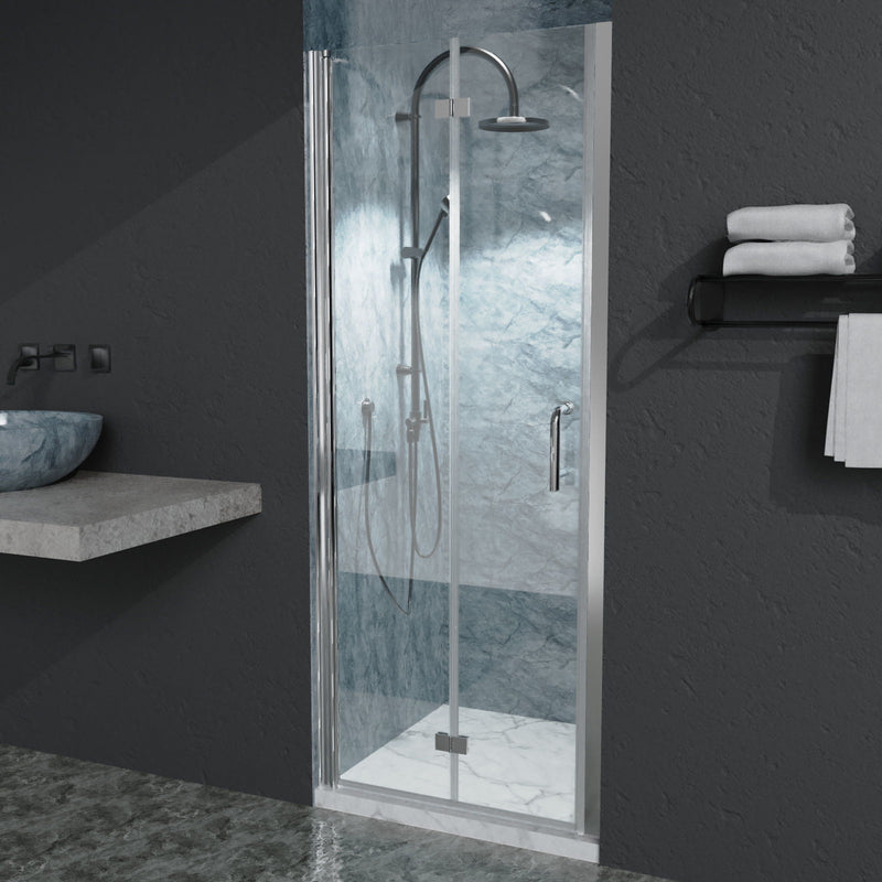 Bi-Fold Semi-Frameless Shower Doors In Matte With Clear Glass