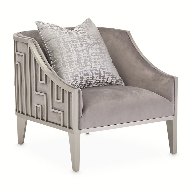 Roxbury Park - Velvet Accent Chair - Gray Pearl/Stainless Steel