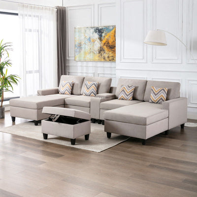 Nolan - Fabric 6 Piece Sectional Sofa With Pillows And Interchangeable Legs