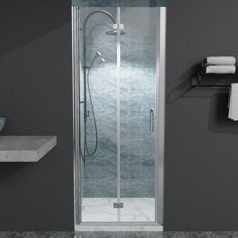 Bi-Fold Semi-Frameless Shower Doors In Matte With Clear Glass