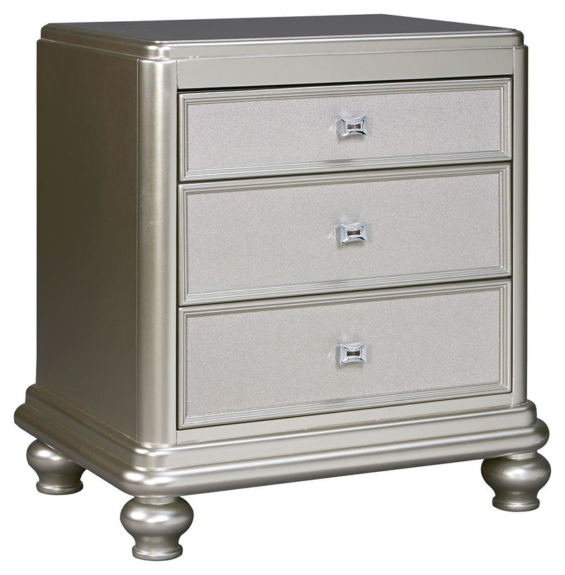 Coralayne - Silver - Three Drawer Night Stand