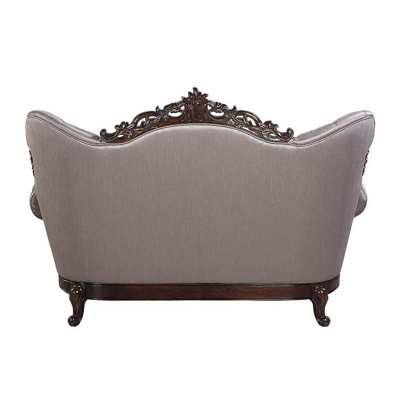 Benbek - Loveseat - Fabric & Antique Oak Finish - Grand Furniture GA