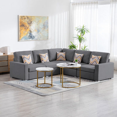 Nolan - Fabric 5 Piece Sectional Sofa With Interchangeable Legs