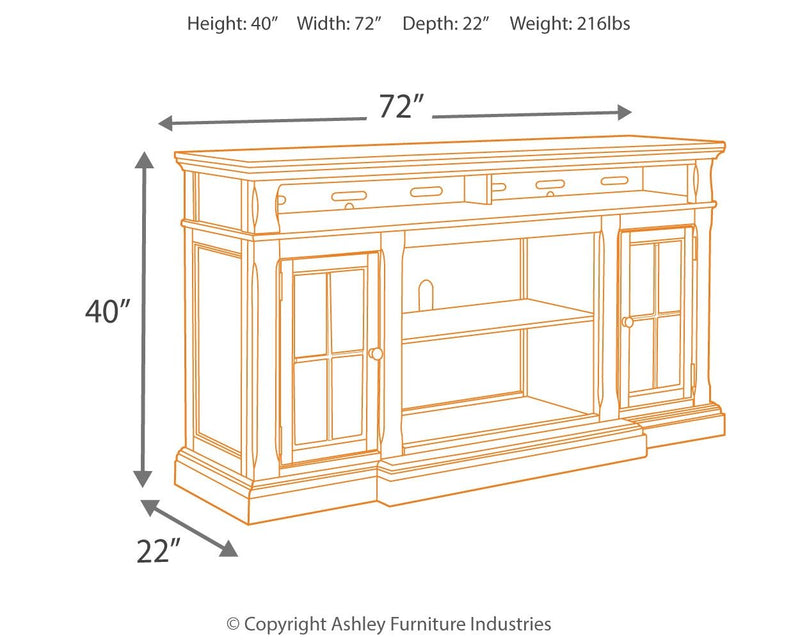 Roddinton - Dark Brown - XL TV Stand W/Fireplace Option