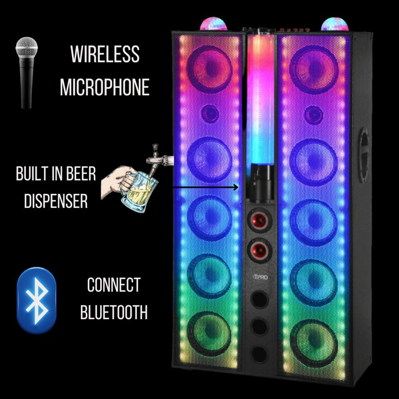 Bluetooth Party Speaker with Wireless Mic & Beer Dispenser - Grand Furniture GA