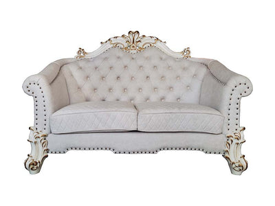 Vendom II - Loveseat - Two Tone Ivory Fabric & Antique Pearl Finish - Grand Furniture GA