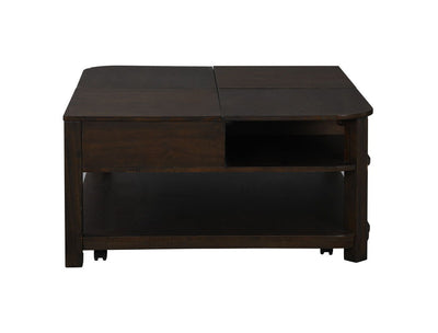 Flora - MDF Lift Top Coffee Table With Shelves - Dark Brown