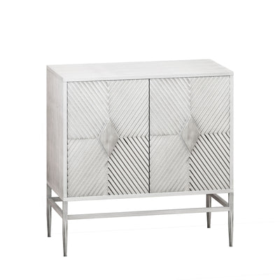 Modern 2 Door Wooden Storage Cabinet Accent Cabinet With Metal Leg Featuring Two Tier Storage, For Living Room, Entryway And Dining Room