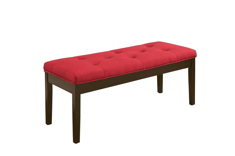 Effie - Bench - Red Linen & Walnut