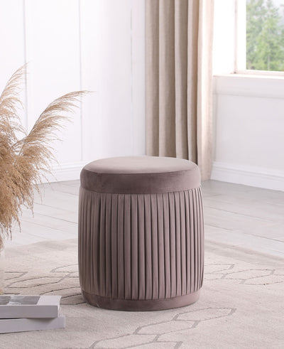 Tovar - Round Upholstered Ottoman - Mauve