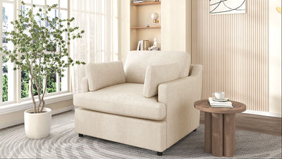 Oversized Accent Chair Comfortable Armrest Cushions, Versatile Neutral Style, Elegant Design, Durable Frame