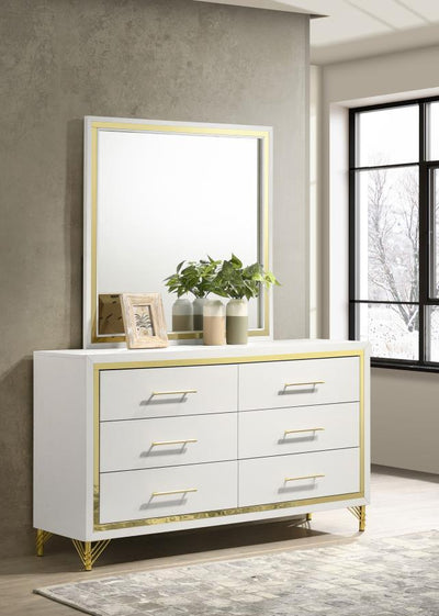 Lucia - 6-Drawer Dresser With Mirror - White