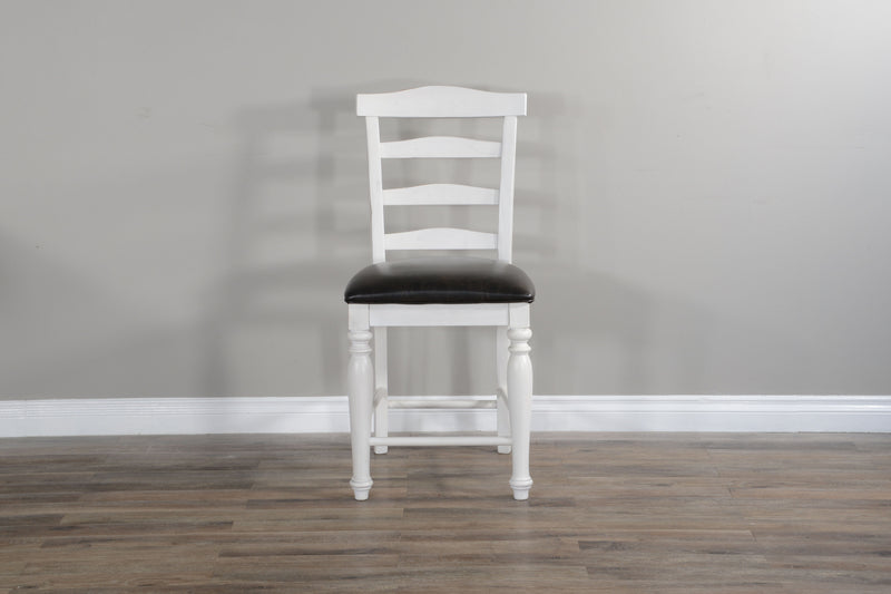 Carriage House - Ladderback Barstool With Cushion Seat - White / Black