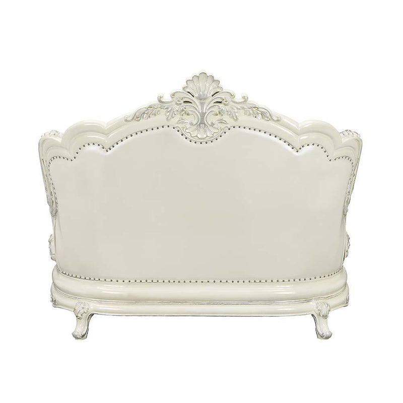 Adara - Loveseat - White PU & Antique White Finish - Grand Furniture GA