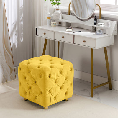 Modern Velvet Upholstered Ottoman, Exquisite Small End Table, Soft Foot Stool, Dressing Makeup Chair, Comfortable Seat For Living Room, Bedroom, Entrance