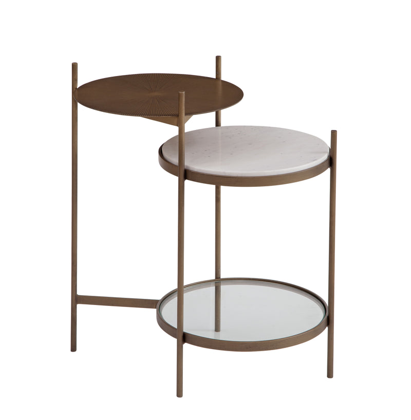 Felicity - Accent Table - Brushed Gold/White Marble/