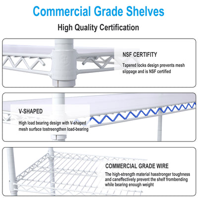 6 Tier 6000Lbs Capacity Nsf Metal Shelf Wire Shelving Unit, Heavy Duty Adjustable Storage Rack With Wheels & Shelf Liners For Commercial Grade Utility Steel Storage Rack