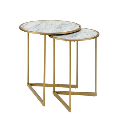 Garo - Accent Table - Faux Marble & Gold Finish - Grand Furniture GA