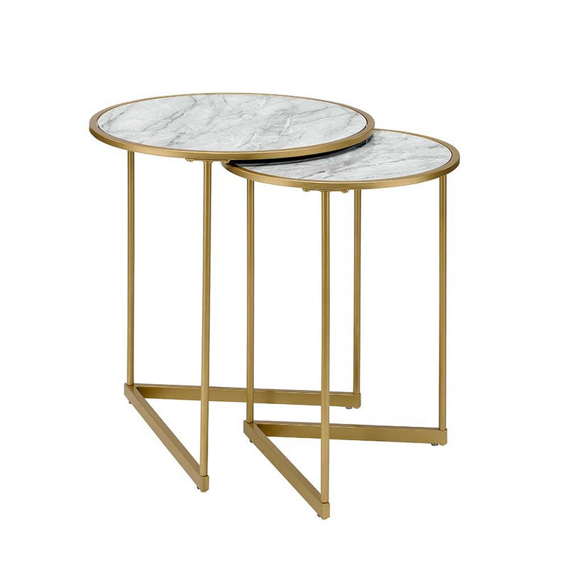 Garo - Accent Table - Faux Marble & Gold Finish - Grand Furniture GA