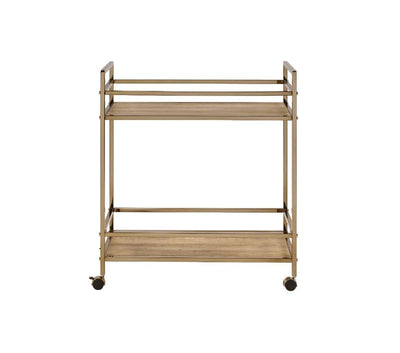 Barb - Serving Cart - Natural & Champagne Finish