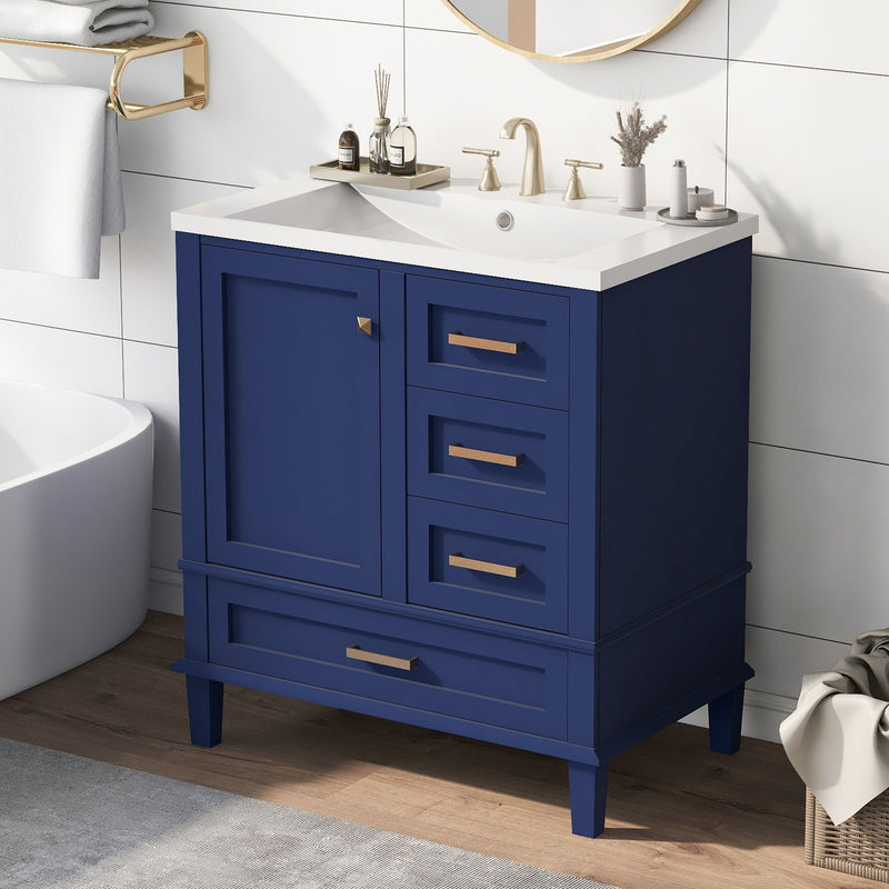 Bathroom Vanity, Modern Bathroom Cabinet With Sink Combo Set, Bathroom Storage Cabinet With A Soft Closing Door And 3 Drawers, Solid Wood Frame, Resin Basin