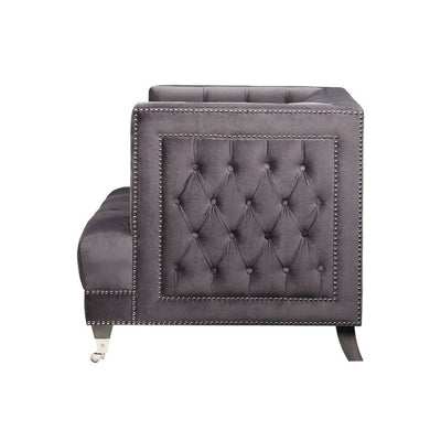 Hegio - Chair - Gray Velvet - Grand Furniture GA