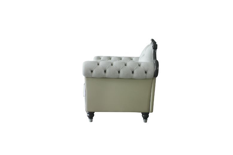 House - Delphine - Chair - Two Tone Ivory Fabric, Beige PU & Charcoal Finish - Grand Furniture GA