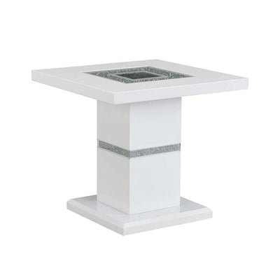 Elizaveta - End Table - Faux Crystal Diamonds & White High Gloss Finish - Grand Furniture GA