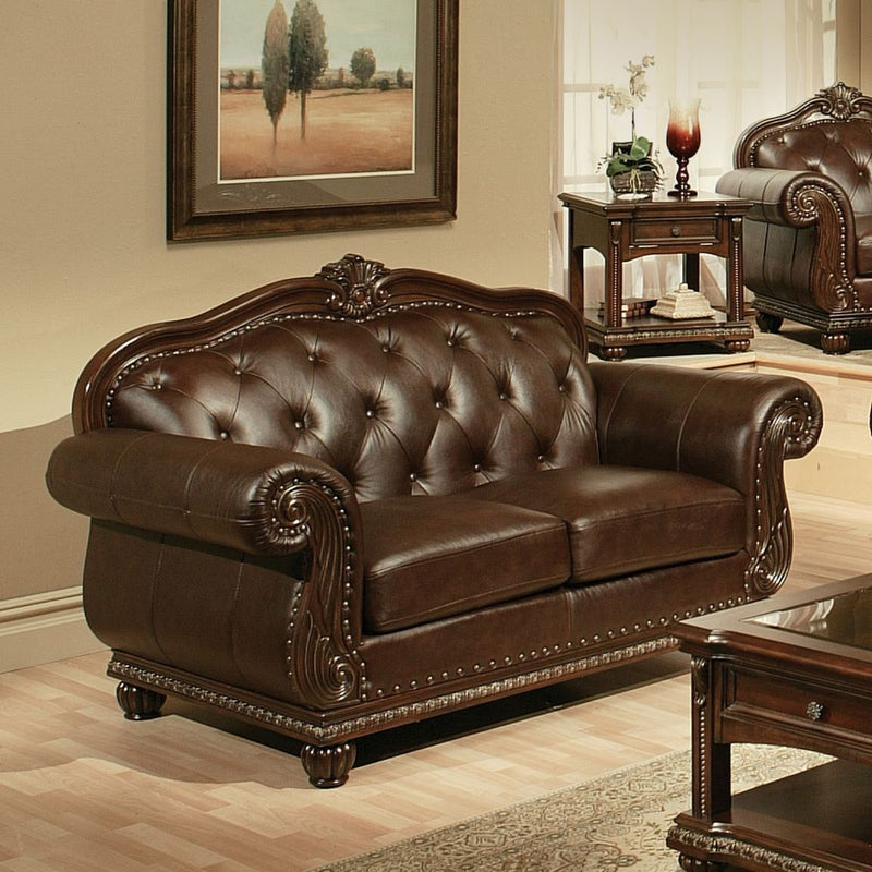 Anondale - Loveseat - Espresso Top Grain Leather Match - Grand Furniture GA