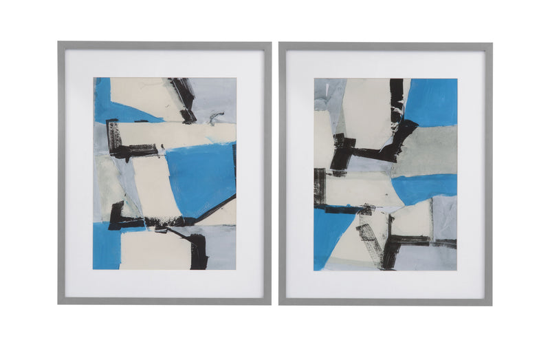 Patch Of Blue - Framed Print (Set of 2) - Blue / Pearl Silver