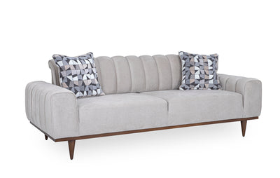 Balboa - Chenille Sofa - Shell Gray/Warm Walnut