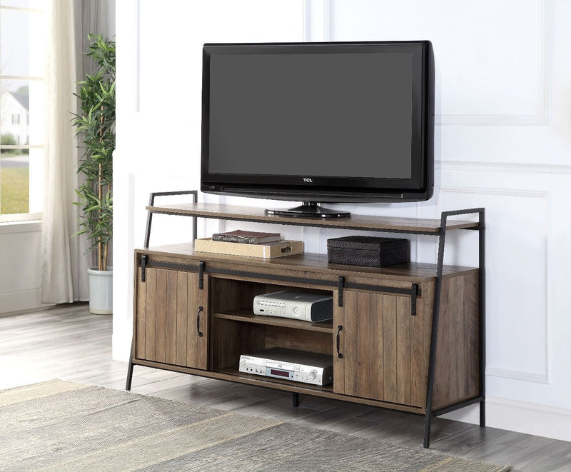 Rashawn TV Stand - Rustic Oak & Black Finish - Grand Furniture GA