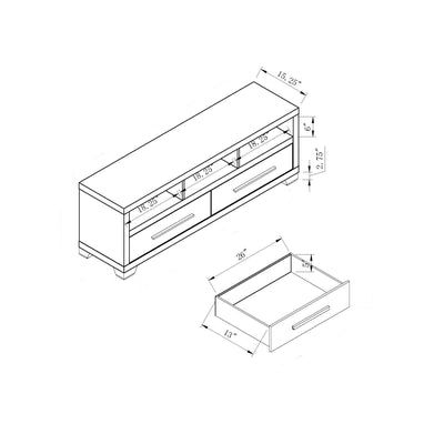 TV Stand, Home Entertainment Console With 2 Drawers, 3 Shelves - White