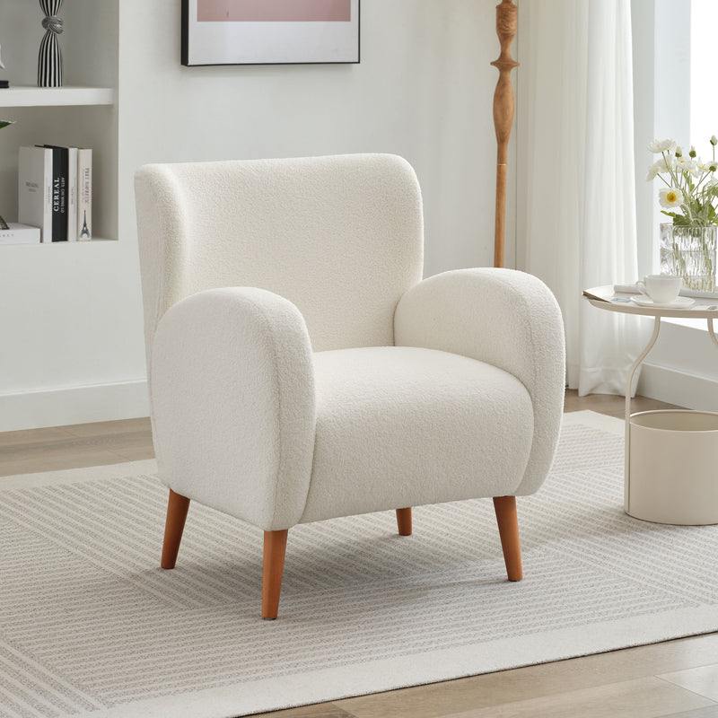 Modern Wing Back Lounge Chair Stylish Design, Soft Fabric, Solid Wood Legs, Durable Frame