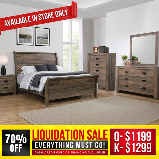 Coaster 4pc Panel Bedroom Set Includes Bed, Dresser, Mirror, & Nightstand - Grand Furniture GA